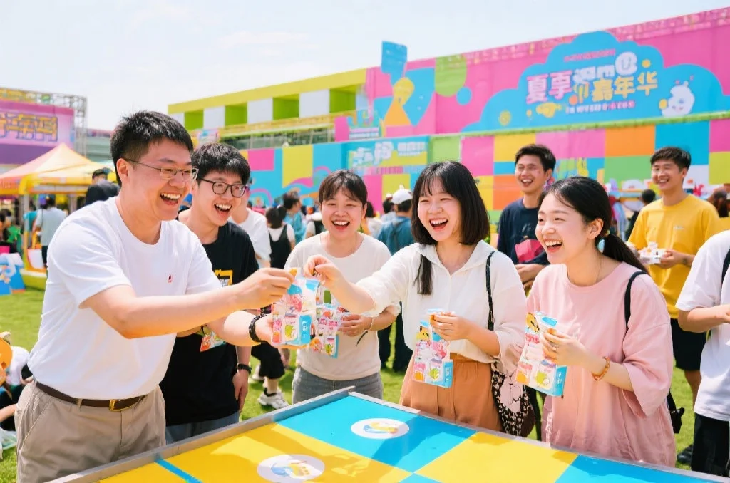 参与者在嘉年华中享受乐趣并领取礼品